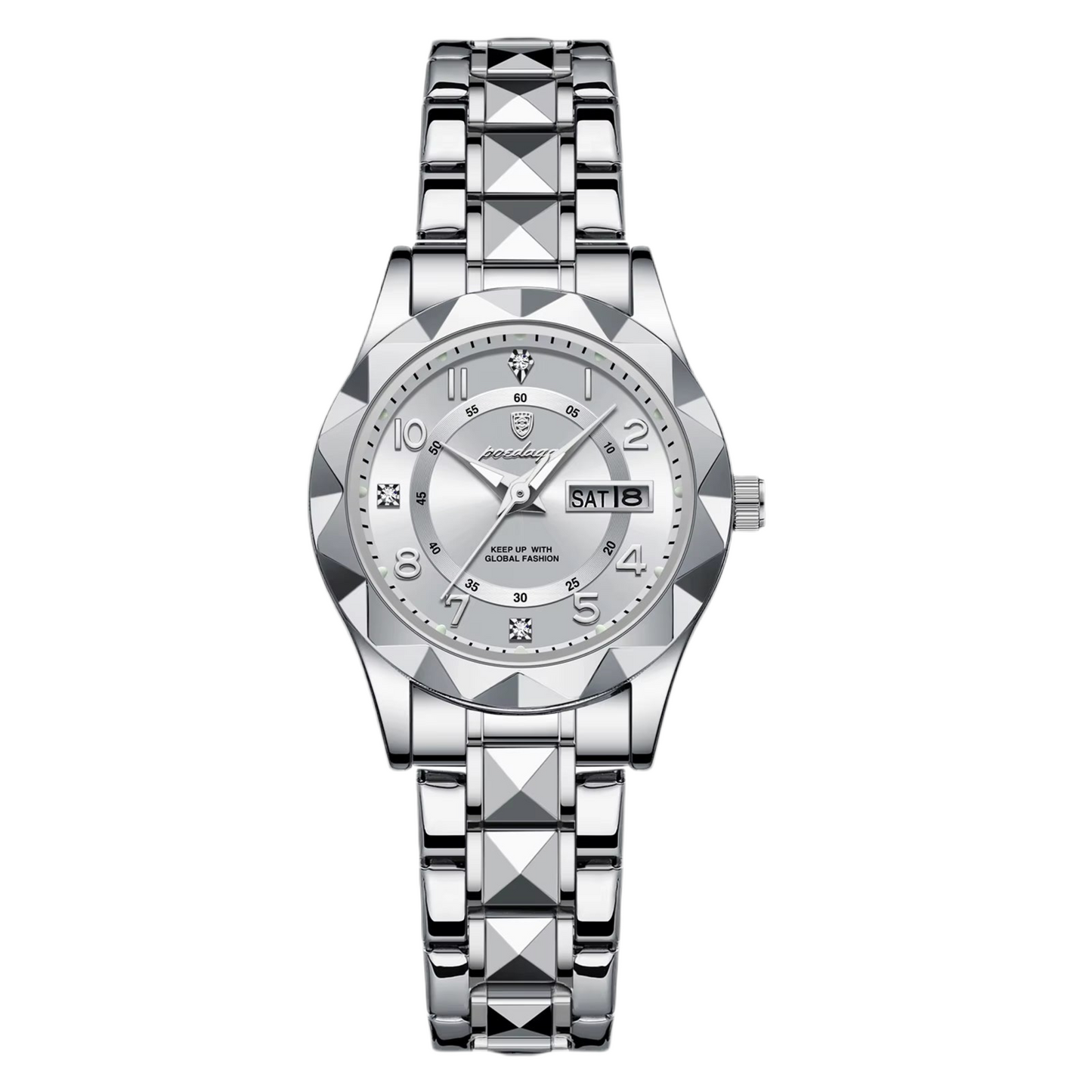 Luxury Women'S Watches Waterproof Luminous Date Week Ladies Watch for Female Quartz Stainless Steel Dress Women Watch