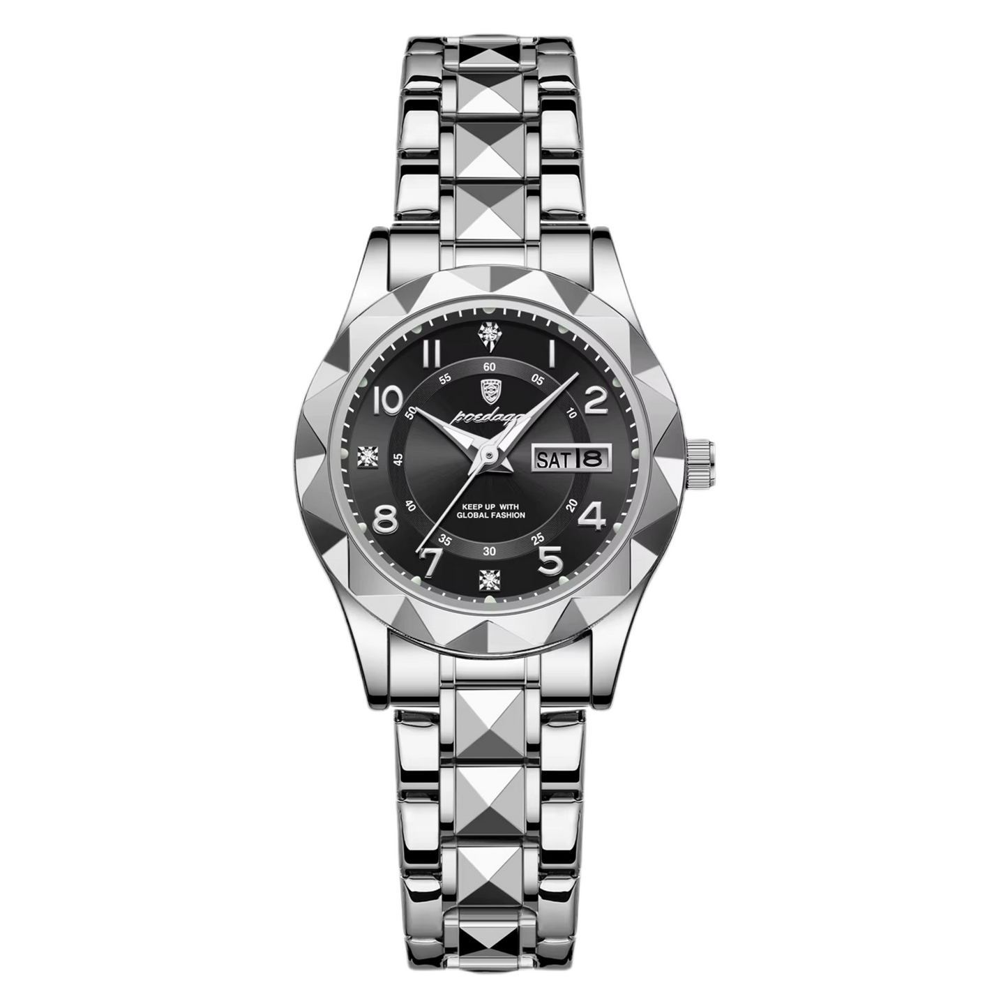 Luxury Women'S Watches Waterproof Luminous Date Week Ladies Watch for Female Quartz Stainless Steel Dress Women Watch