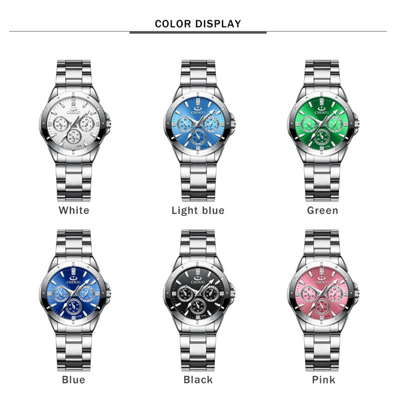 Watches Women‘S Fashion Luxury All Stainless Steel High Quality Rhinestone Ladies Quartz Wristwatches for Women
