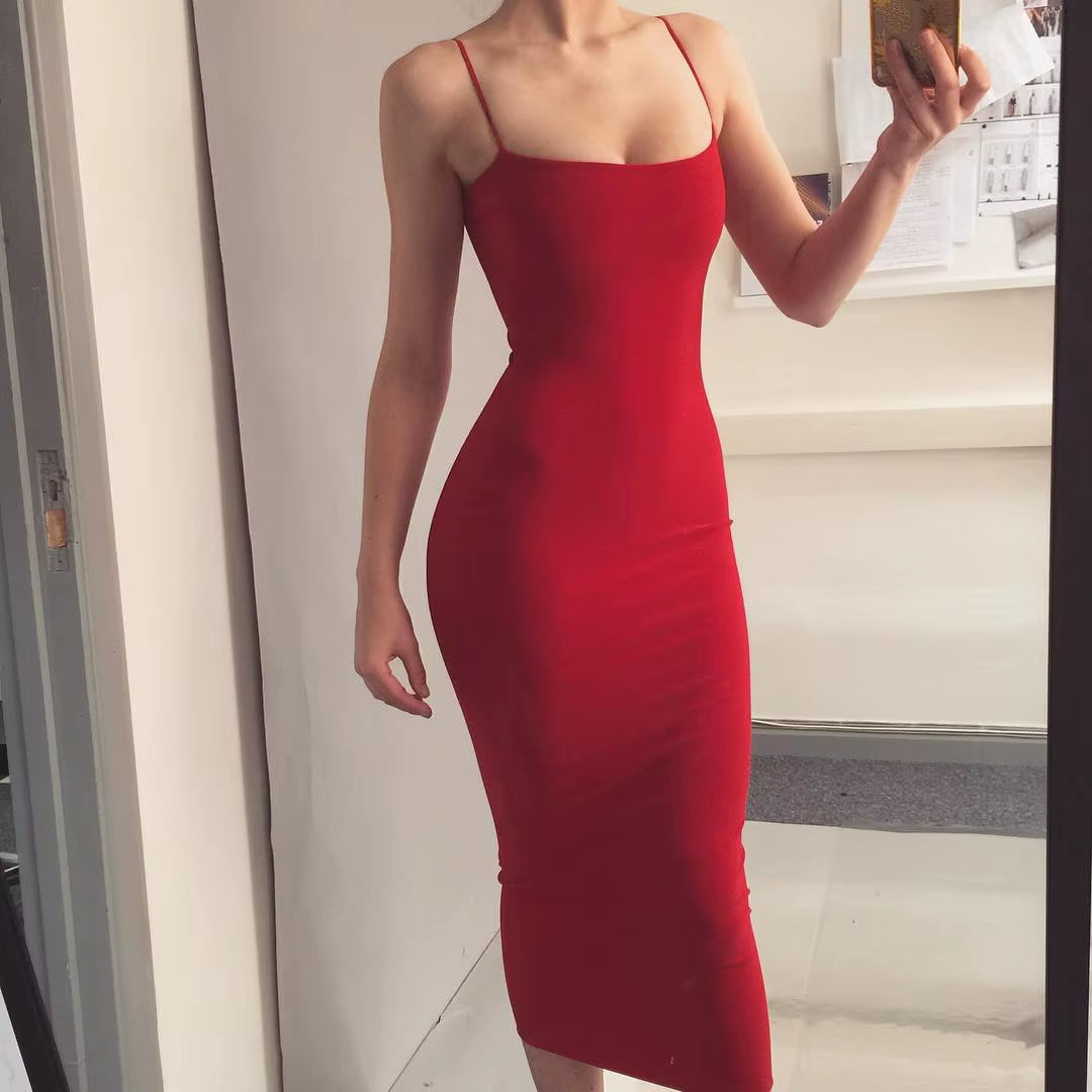 JZ461 New Summer Women'S Dress Long Sling Dresses Club Sexy Suspender Dress