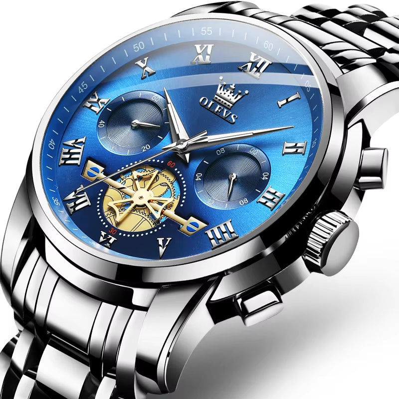Watch for Men Luxury Multifunction Waterproof Luminous Stainless Steel Calendar/Week Display Business Top Quartz Men Watch