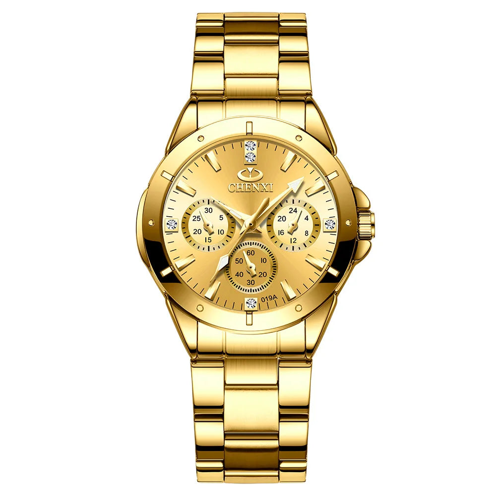 Watches Women‘S Fashion Luxury All Stainless Steel High Quality Rhinestone Ladies Quartz Wristwatches for Women