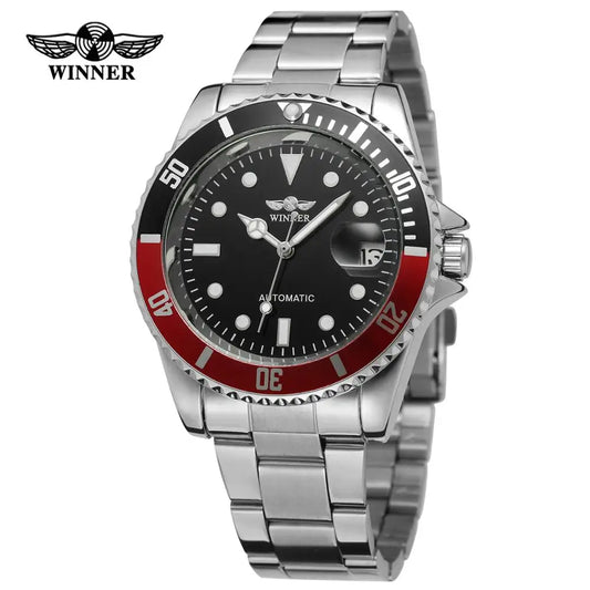 WINNER Fashion Business Men'S and Women'S Watches with Calendar Steel Band Watches Automatic Mechanical Wrist Watches