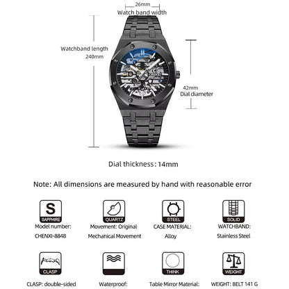 Mens Automatic Watches Top Brand Mechanical Tourbillon Sport Wrist Watch Stainless Steel Waterproof Businessmens Watches