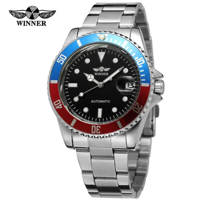 WINNER Fashion Business Men'S and Women'S Watches with Calendar Steel Band Watches Automatic Mechanical Wrist Watches