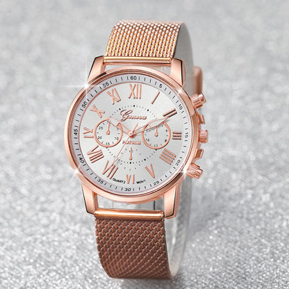 2Pcs/Set Women'S Watch Fashion Plastic Band Analog Quartz Watch Pearls Butterfly Bracelet Set