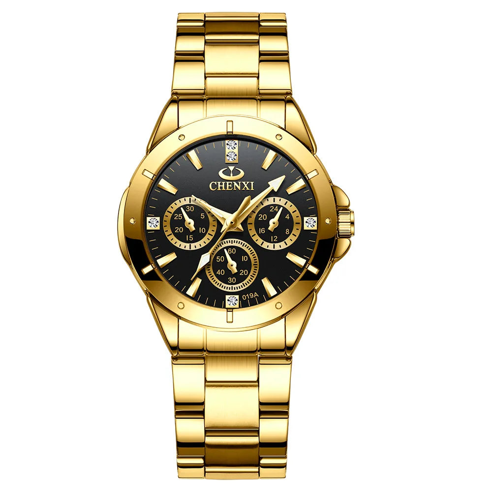 Watches Women‘S Fashion Luxury All Stainless Steel High Quality Rhinestone Ladies Quartz Wristwatches for Women