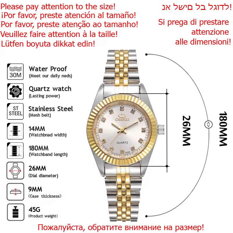 Luxury Style Women Watch Stainless Steel Quartz Watches Waterproof Diamond Woman Wristwatch Fashion Elegant Ladies Clock
