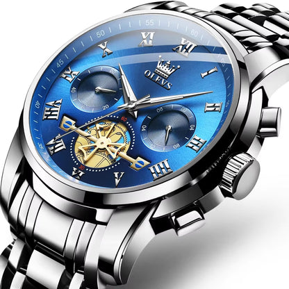 Watch for Men Luxury Multifunction Waterproof Luminous Stainless Steel Calendar/Week Display Business Top Quartz Men Watch