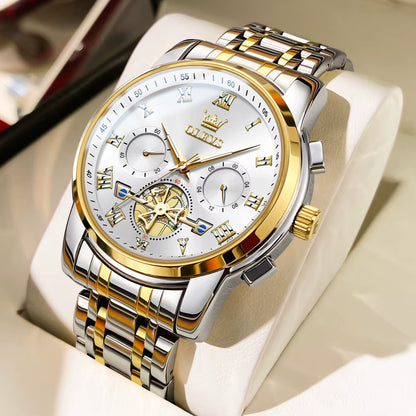 Watch for Men Luxury Multifunction Waterproof Luminous Stainless Steel Calendar/Week Display Business Top Quartz Men Watch