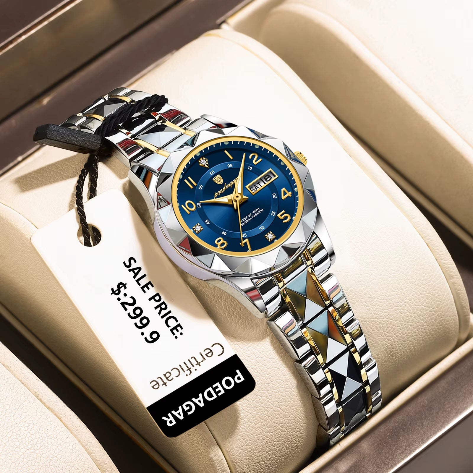 Luxury Women'S Watches Waterproof Luminous Date Week Ladies Watch for Female Quartz Stainless Steel Dress Women Watch