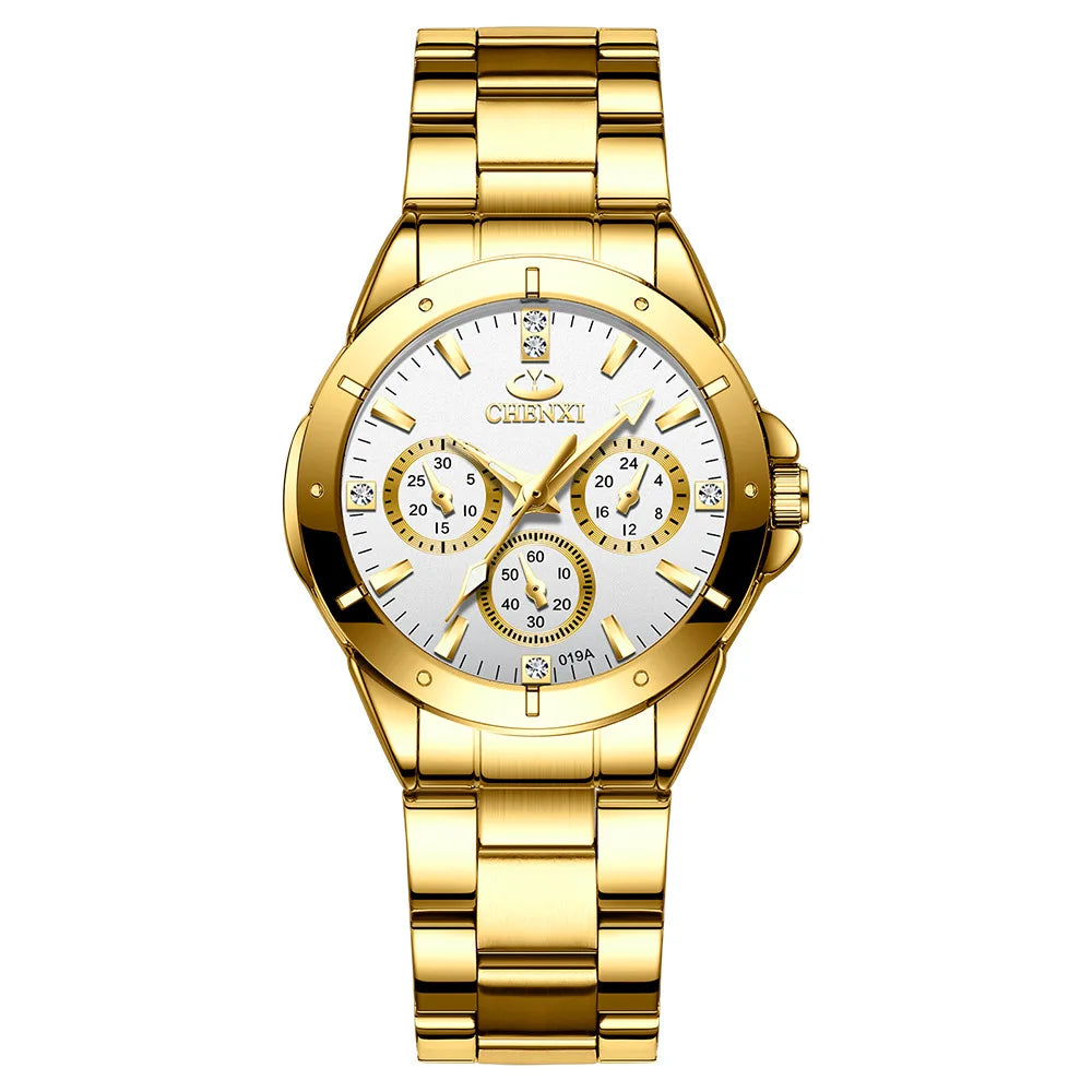 Watches Women‘S Fashion Luxury All Stainless Steel High Quality Rhinestone Ladies Quartz Wristwatches for Women