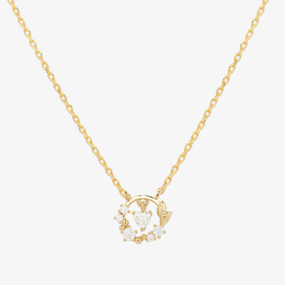 Cubic heart leaf necklace-0
