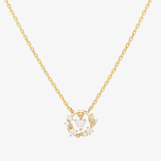 Cubic heart leaf necklace-0