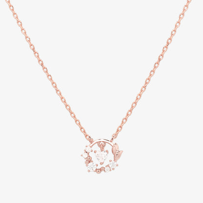 Cubic heart leaf necklace-5