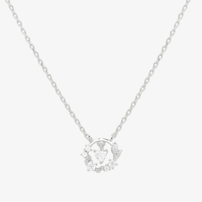 Cubic heart leaf necklace-4