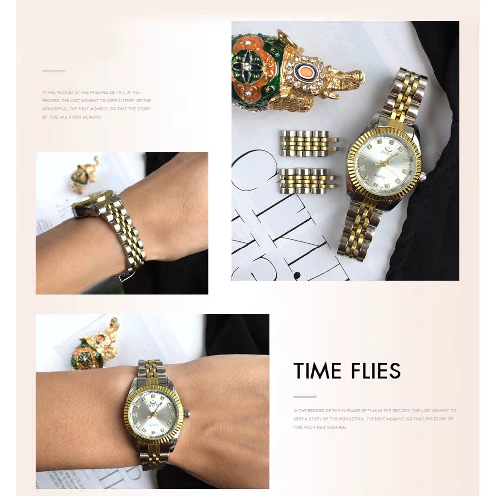 Luxury Style Women Watch Stainless Steel Quartz Watches Waterproof Diamond Woman Wristwatch Fashion Elegant Ladies Clock