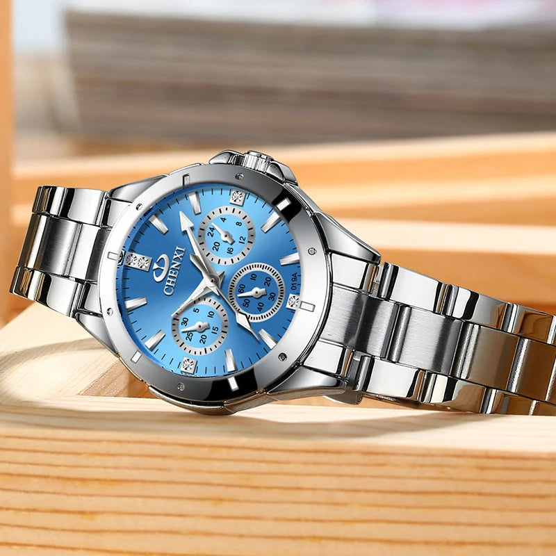 Watches Women‘S Fashion Luxury All Stainless Steel High Quality Rhinestone Ladies Quartz Wristwatches for Women