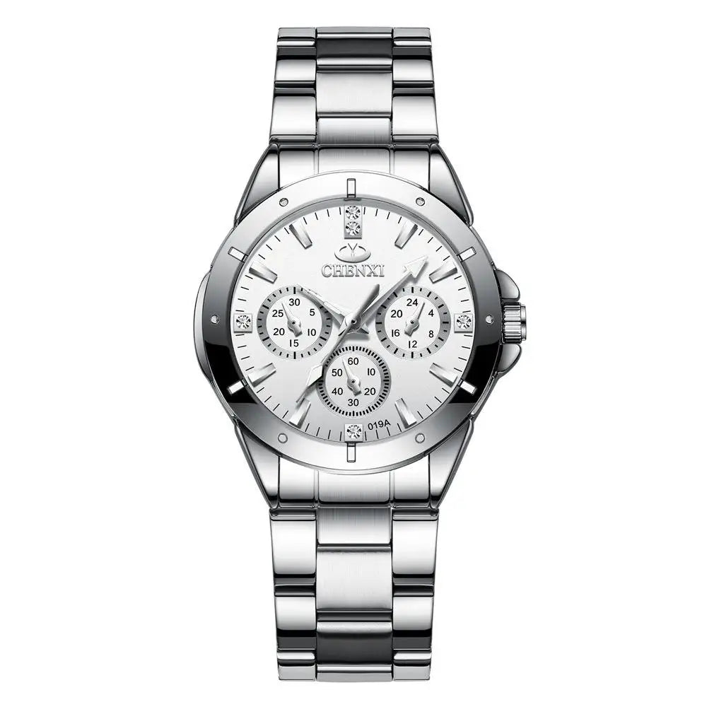 Watches Women‘S Fashion Luxury All Stainless Steel High Quality Rhinestone Ladies Quartz Wristwatches for Women