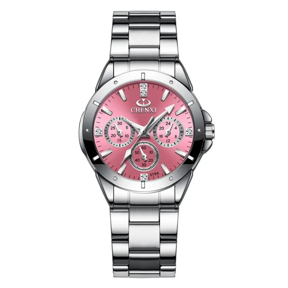Watches Women‘S Fashion Luxury All Stainless Steel High Quality Rhinestone Ladies Quartz Wristwatches for Women